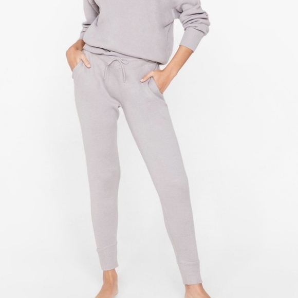 Nasty Gal Weekend Loading Knit Sweater and Joggers Gray Lounge Set 4 - Picture 5 of 14